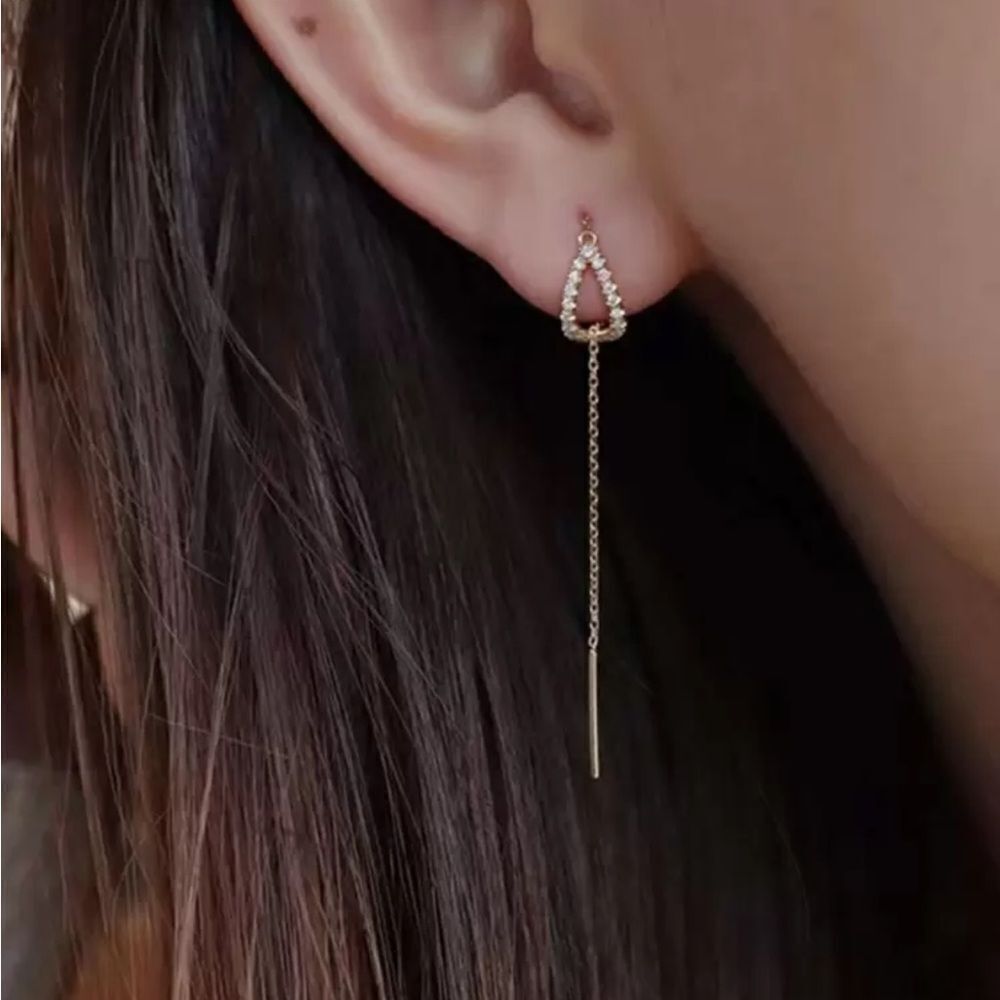 Gold Teardrop Chain Earrings A1422
